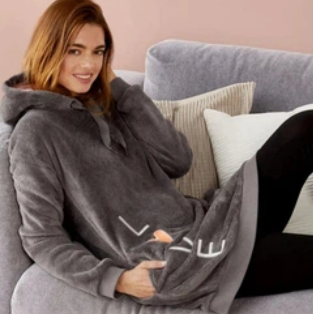 NwtWomens Plush Gray Hoodie Pit To Pit 24Lenght 34